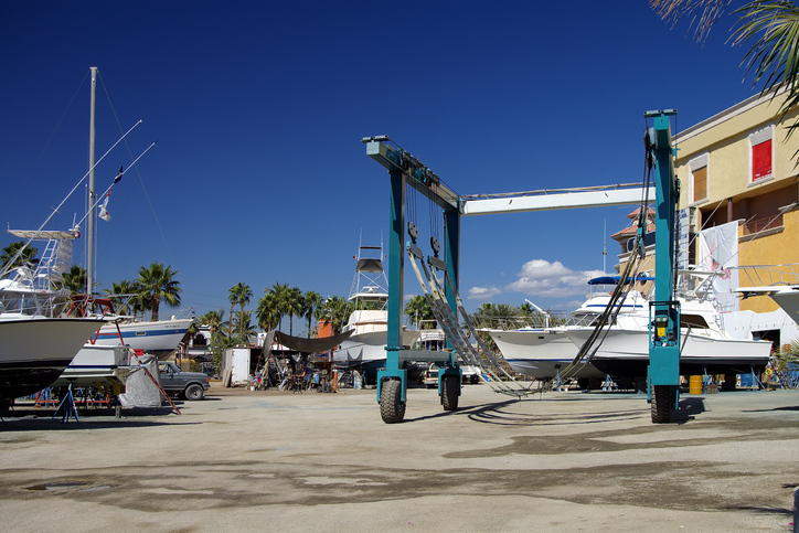 Boats at doct with blue sky