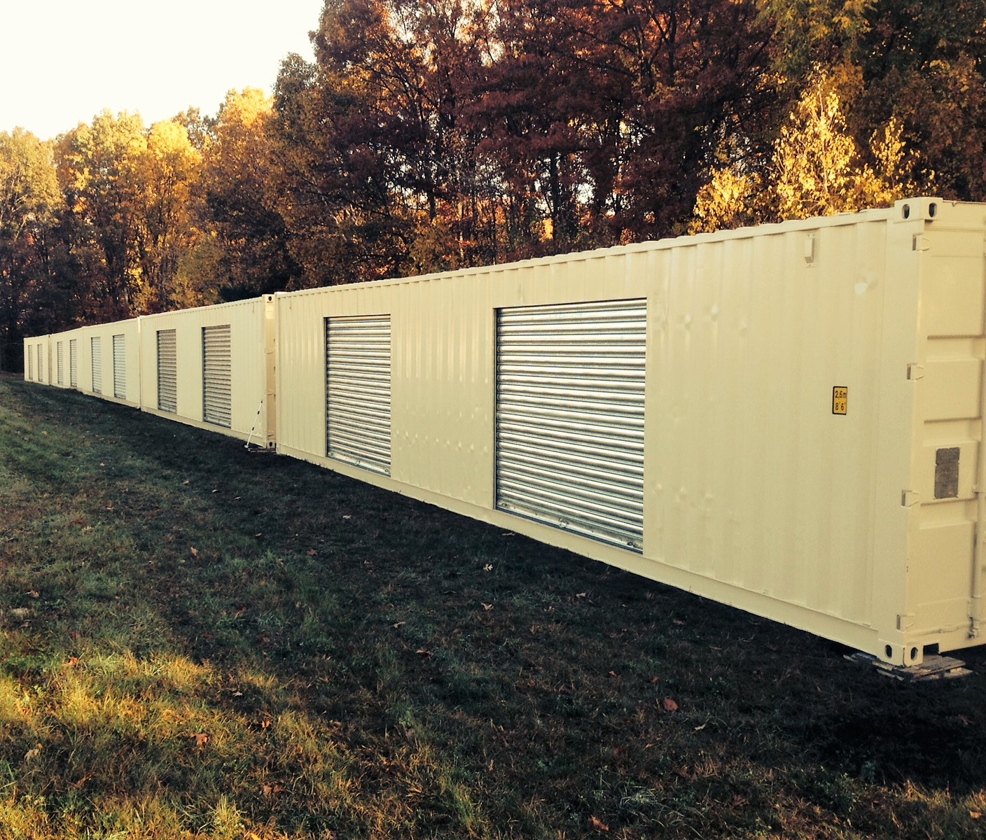 Containers on grass